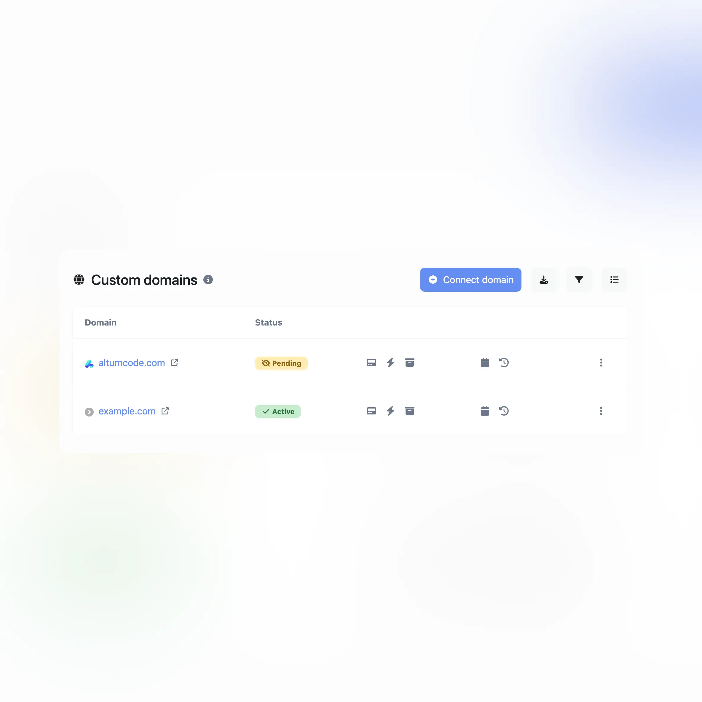 ภาพหน้าจอของคุณสมบัติโดเมนที่กำหนดเองของแอปสำหรับการตรวจสอบ